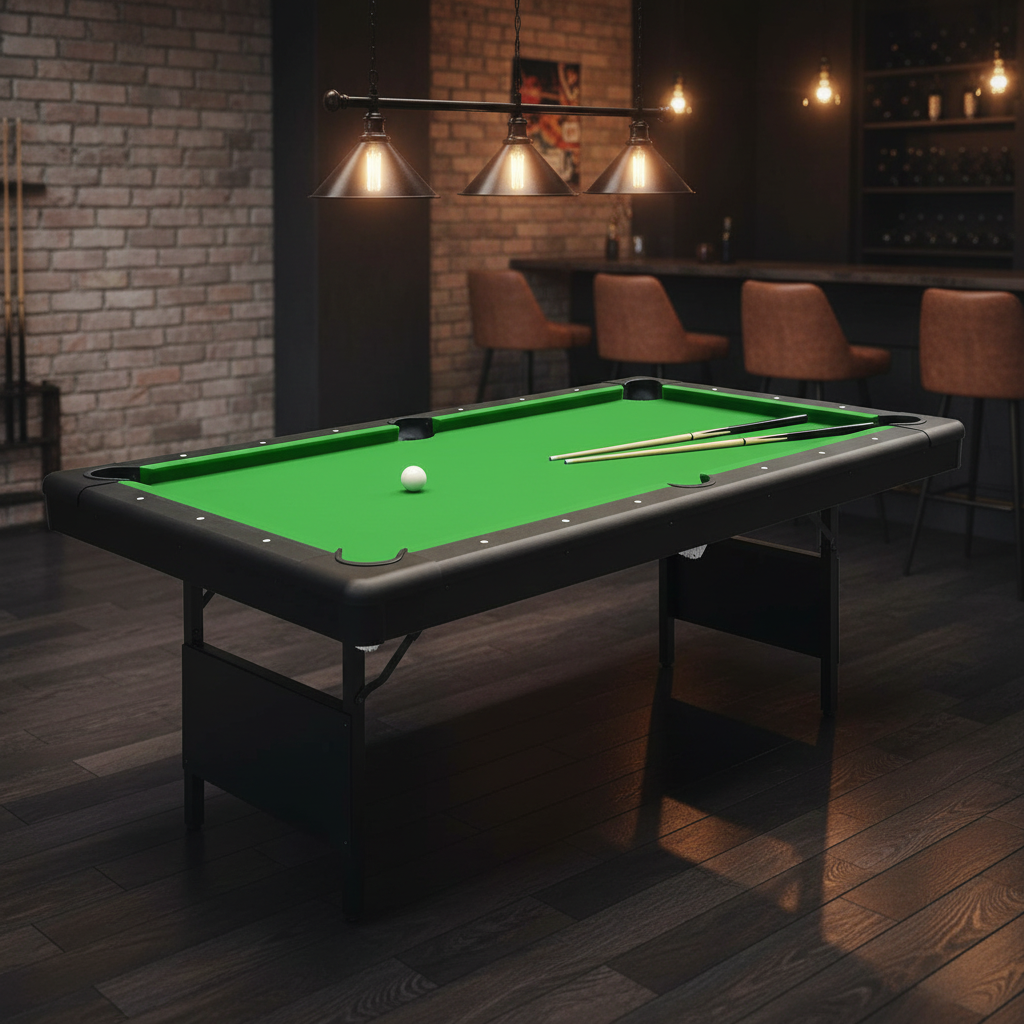 SereneLife 76-inch folding pool table with green playing surface and billiards accessories