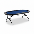 10 Player Foldable Poker Table, Blackjack Texas Holdem Poker Table with Padded Rails and Stainless Steel Cup Holders, Portable Folding Card Board Game Table, 84 Oval Casino Leisure Table