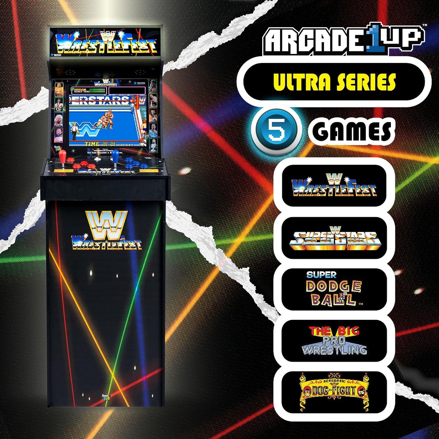 WWE Ultra Series arcade machine with 17-inch display and dual joystick controls