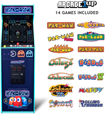 Arcade1Up PAC-MAN Deluxe Neon arcade machine with 17-inch screen and RGB lighting