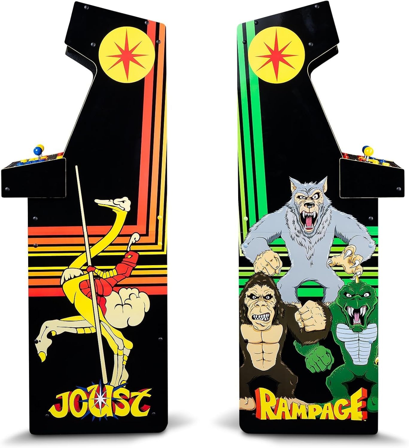 Arcade1Up Rampage and Joust Deluxe arcade machine with light-up marquee