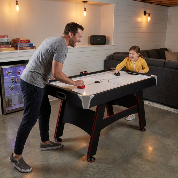 Air Hockey Table Built for Fast-Paced Family Action, 5 Ft Compact Size, LED Electronic Scorer, 80 CFM Blower