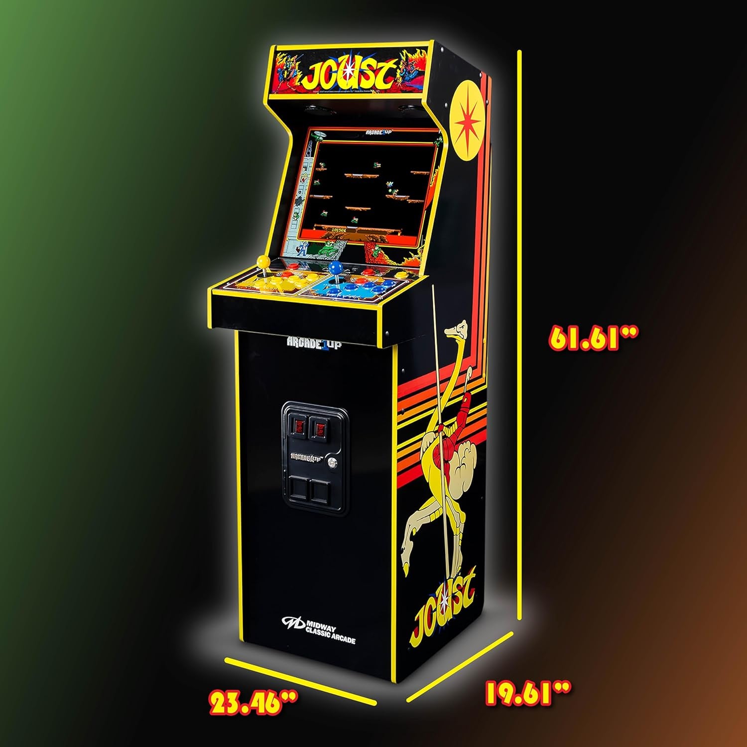 Arcade1Up Rampage and Joust Deluxe arcade machine with light-up marquee