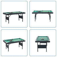 65.75-inch green portable foldable pool table with billiards accessory set