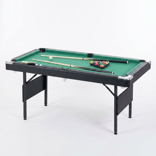 65.75 In. Green Portable Pool Table Game Billiard Table - Includes Full Set of Balls 1 Brush 1 Triangle Rack 2 Chalk — Studio Shot