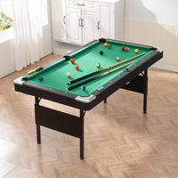 65.75-inch green portable foldable pool table with billiards accessory set
