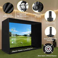 10 by 8 foot golf simulator enclosure with HD impact screen and foam-padded frame