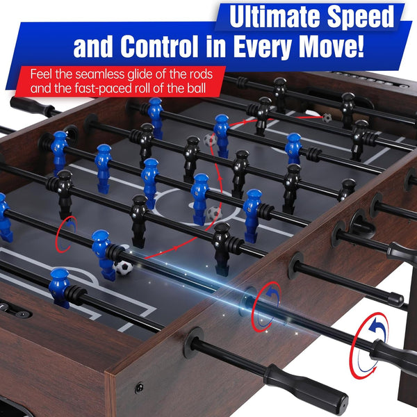 54-Inch Full-Size Foosball Table with 2 Balls – Dark Wood