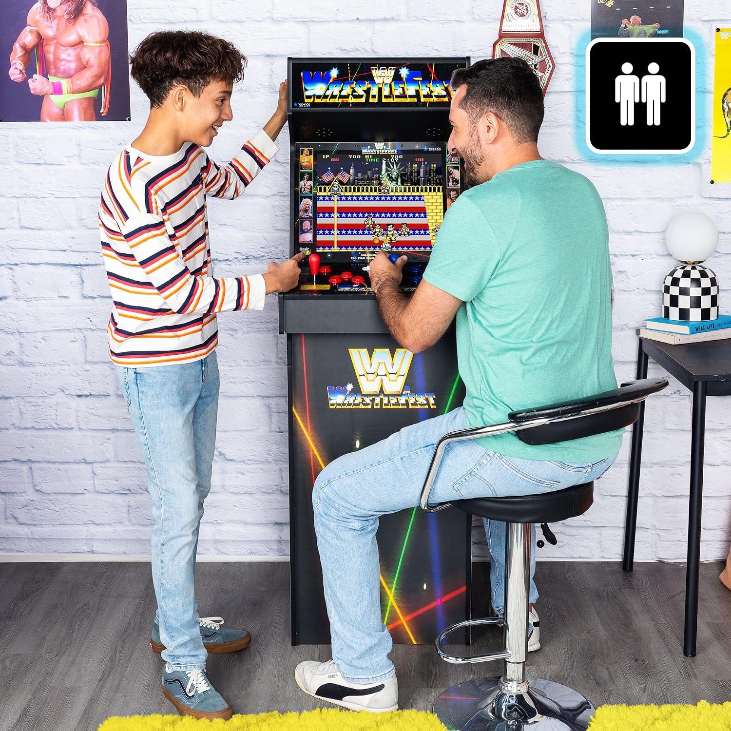 WWE Ultra Series arcade machine with 17-inch display and dual joystick controls