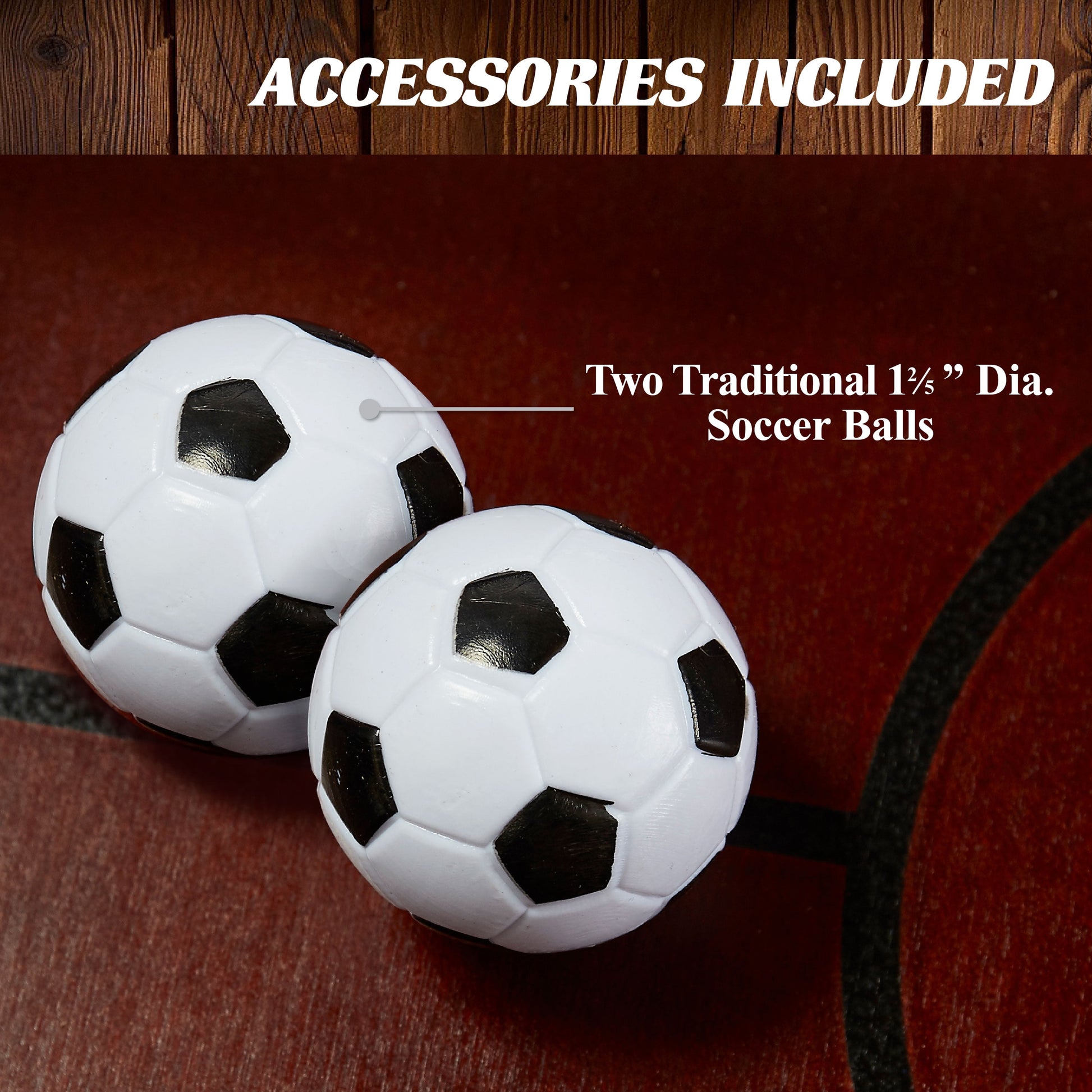 Barrington 42-inch brown foosball coffee table with tempered glass top and lower storage shelf