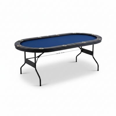 10 Player Foldable Poker Table, Blackjack Texas Holdem Poker Table with Padded Rails and Stainless Steel Cup Holders, Portable Folding Card Board Game Table, 84 Oval Casino Leisure Table
